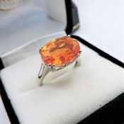 Orange Sapphire Ring 6 Carats Sterling Silver New With Gift Pouch