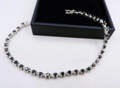 Sterling Silver Sapphire Tennis Bracelet New With Gift Box