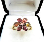 Gold Sterling Silver Tourmaline Gemstone Ring New With Gift Pouch