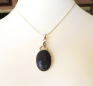 Artisan Sterling Silver Chunky Cabochon Lapis Lazuli & Peridot Necklace With Gift Box