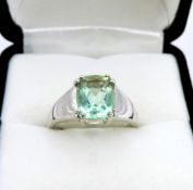 Sterling Silver Green Demantoid Solitaire Ring 3cts New With Gift Pouch