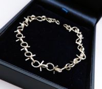 Sterling Silver Barbed Wire Chain Bracelet With Gift Pouch
