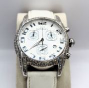 Unisex Aquamarin Four Seasons Diamond Encrusted Chronograph Watch #00237