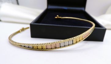 Italian Tri-Colour Gold On Sterling Silver Bracelet With Gift Box