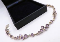 Sterling Silver Artisan Amethyst Gemstone Bracelet 5cts With Gift Box
