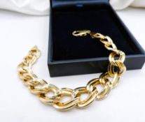 18K Yellow Gold Chunky Chain Link Bracelet 14.3 Grams