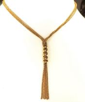 Italian Gold On 925 Sterling Silver Lariat Necklace With Gift Box