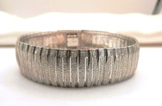 Vintage Italian Sterling Silver Omega Link Textured Bracelet/Bangle 30 Grams