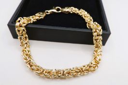 Italian 9ct Gold On Sterling Silver Byzantine Bracelet With Gift Box