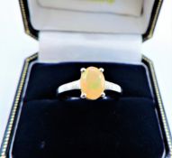 Cabochon Opal Ring 1.55 Carats Sterling Silver New With Gift Pouch