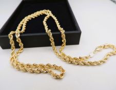 9ct Yellow Gold & Sterling Silver Bonded Rope Chain 22 Inches New With Gift Box