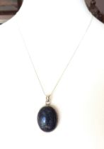 Artisan Sterling Silver Chunky Cabochon Lapis Lazuli Necklace With Gift Box