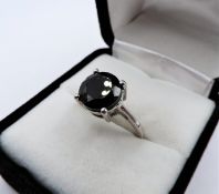 Black Spinel Ring 3.5 Carats Sterling Silver New With Gift Pouch