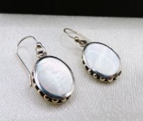 Artisan Sterling Silver Mother of Pearl Drop Earrings New With Gift Pouch