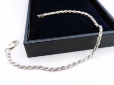 Sterling Silver Rope Chain Bracelet New With Gift Pouch