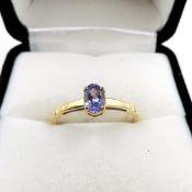 18K Gold On Sterling Silver Tanzanite Ring New With Gift Pouch