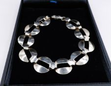 Sterling Silver Modernist Circles Link Bracelet With Gift Box