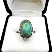 Vintage Artisan Sterling Silver Cabochon Amazonite Ring C.1980's