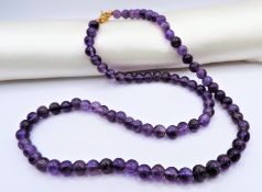 Vintage Natural Amethyst Bead Necklace 18 Inches