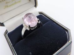 Cabochon Rose De France Amethyst Ring In Sterling Silver 3 Carats New With Gift Pouch