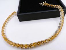Sterling Silver Citrine Tennis Bracelet 42 Gemstones 4cts - New With Gift Box