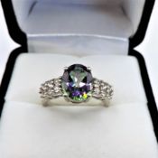 Sterling Silver Mystic Topaz Ring 3cts New With Gift Pouch