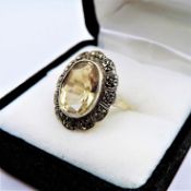 Vintage Sterling Silver 5ct Citrine Ring With Gift Pouch