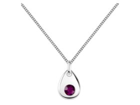 Sterling Silver Pendant June Birthstone 4mm Light Amethyst Crystal