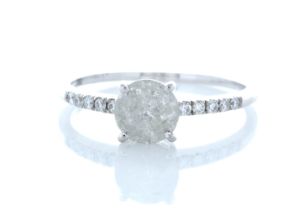 18ct White Gold Single Stone Prong Set With Stone Set Shoulders Diamond Ring (0.94) 1.04 Carats