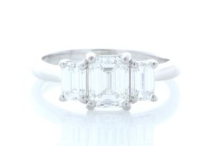 Platinum Three Stone Claw Set Diamond Ring (1.11) 1.91 Carats