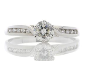 18ct White Gold Single Stone Diamond Ring With Stone Set shoulders (0.51) 0.61 Carats