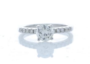 18ct White Gold Single Stone Prong Set With Stone Set Shoulders Diamond Ring (0.70) 0.90 Carats