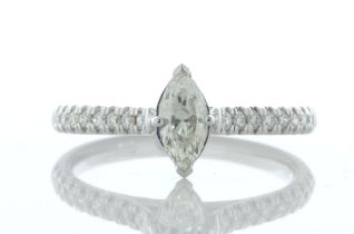 18ct White Gold Marquise Cut Diamond Ring (0.38) 0.62 Carats