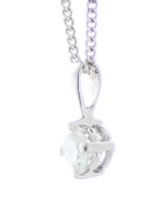 18ct White Gold Single Stone Prong Set Diamond Pendant And Chain 0.51 Carats