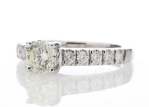 18ct White Gold Single Stone Claw Set With Stone Set Shoulders Diamond Ring 0.61 Carats