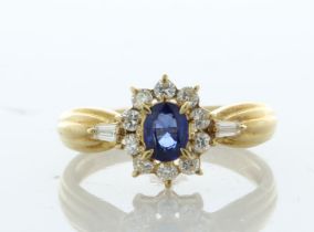 18ct Yellow Gold Oval Cut Sapphire And Diamond Ring (S0.45) 0.30 Carats