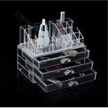 Cosmetic Organizer Clear Acrylic Makeup 3 Drawers Holder Case Box Jewelry Storage LX-8254
