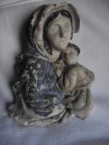 Antique Madonna & Child Wall Hanging Figure - 11 3/4"" High.