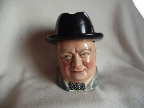 Winston Churchill Tobacco Jar/Hat Ashtray -T Lawrence Falcon Ware England 1950's
