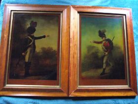Pair of Reverse Painted Prints -""Light Infantry Man"" & ""Light Horseman""