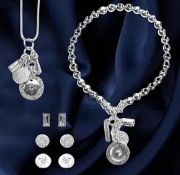 New! 5 Piece Set - White Austrian Crystal and Simulated Diamond