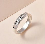 New! Sterling Silver Diamond Cut Chunky Band Ring