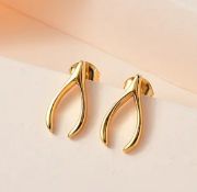 New! 18K Vermeil Yellow Gold Sterling Silver Solitaire Stud Earrings