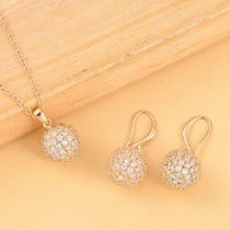 New! 2 Piece Set - Simulated Diamond Cluster Pendant & Earrings