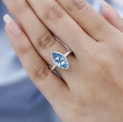 New! Aquamarine Austrian Crystal Solitaire Ring