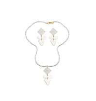 New! 2 Piece Set - White Shell Pearl Pendant with Necklace and Earrings