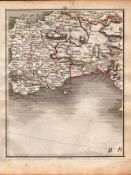 Wales Cardigan Tenby Pembroke Carmarthen John Cary's Antique 1794 Map.
