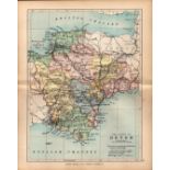 County of Devonshire 1895 Antique Victorian Coloured Map.