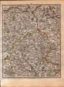 Cheshire Derbyshire Staffordshire John Carys Antique Coloured 1794 Map.