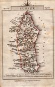 Sussex John Cary’s 1792 Antique George III Coloured Engraved Map.
